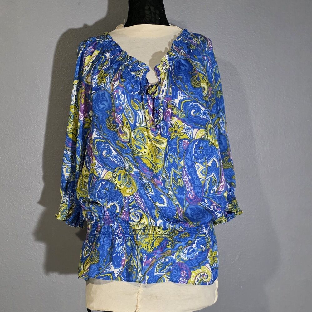 Jones New York Womens Blue Floral Top Sz XL